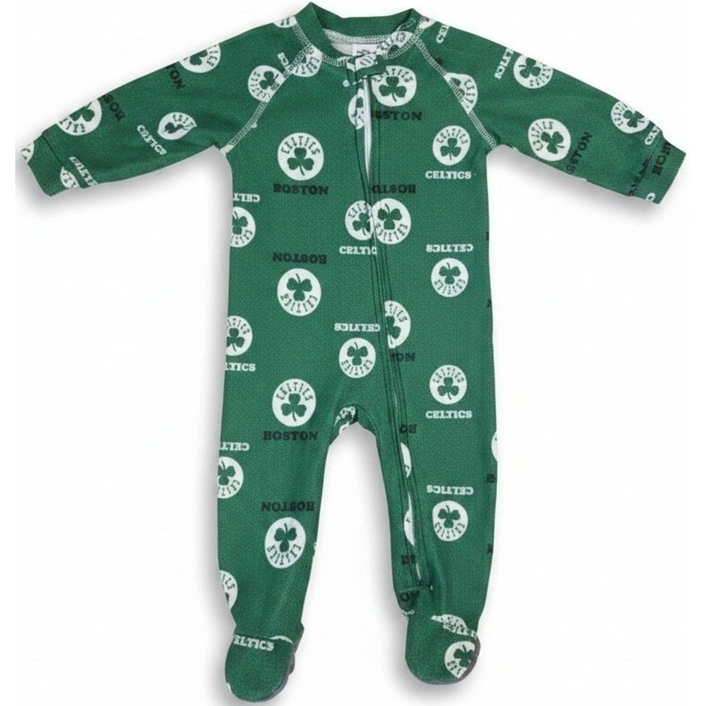 Baby Infant Boston Celtics Sleeper Footed NBA Basketball Pajamas 0-3 M Green